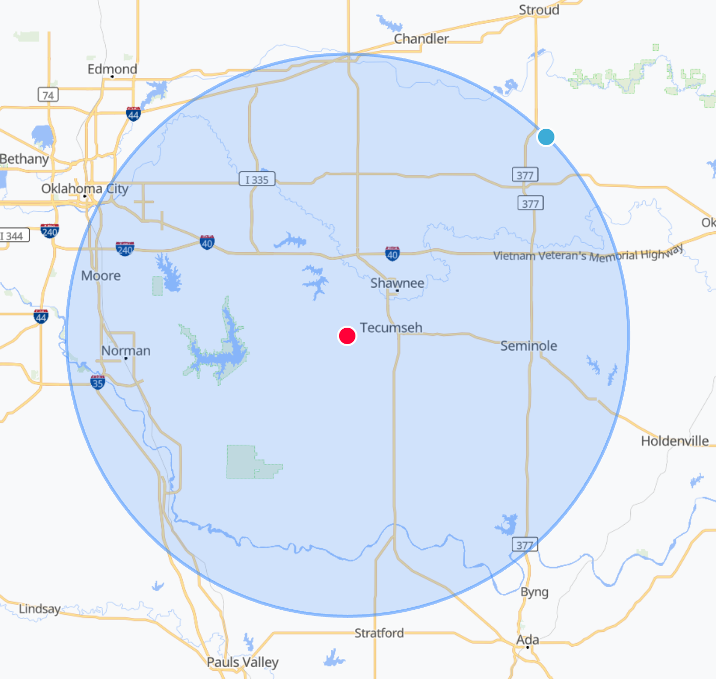 Service Area map